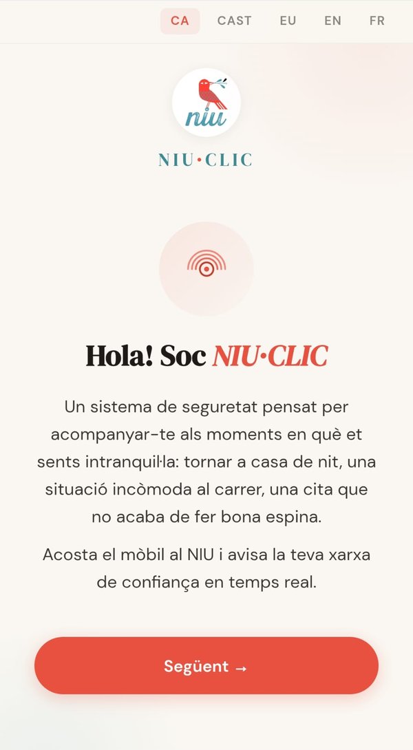 Pantalla de benvinguda de NIU·CLIC