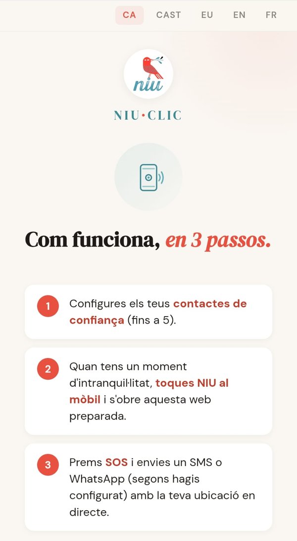 Explicació dels 3 passos de NIU·CLIC